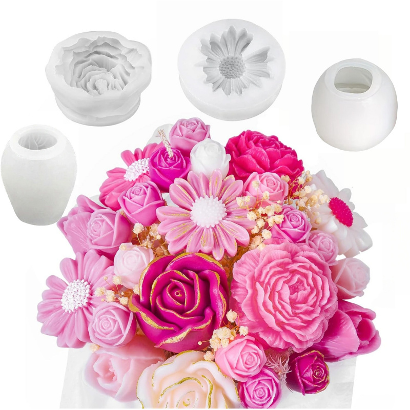 Candle Making Video - 4Flower Candle Mold Set，Used for candle