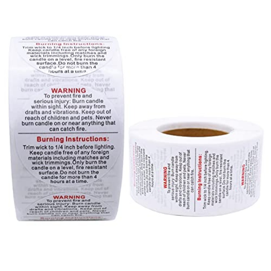 Candle Warning Label - 1000pcs Candle Warning Labels - 1.5in