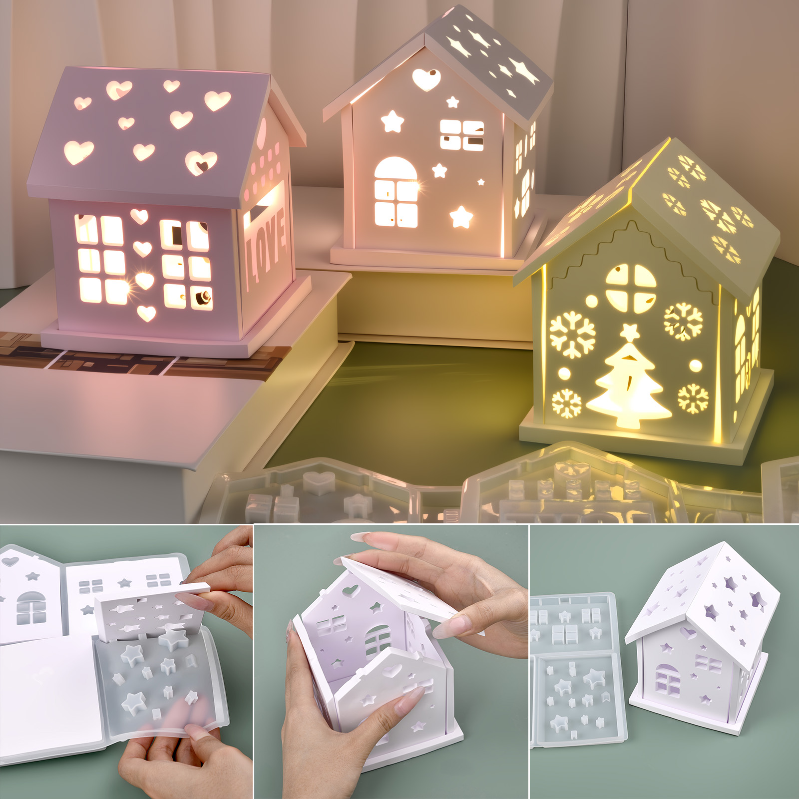 3D House Silicone Mold DIY Chr - đánh giá và giá Candle Making Ideas