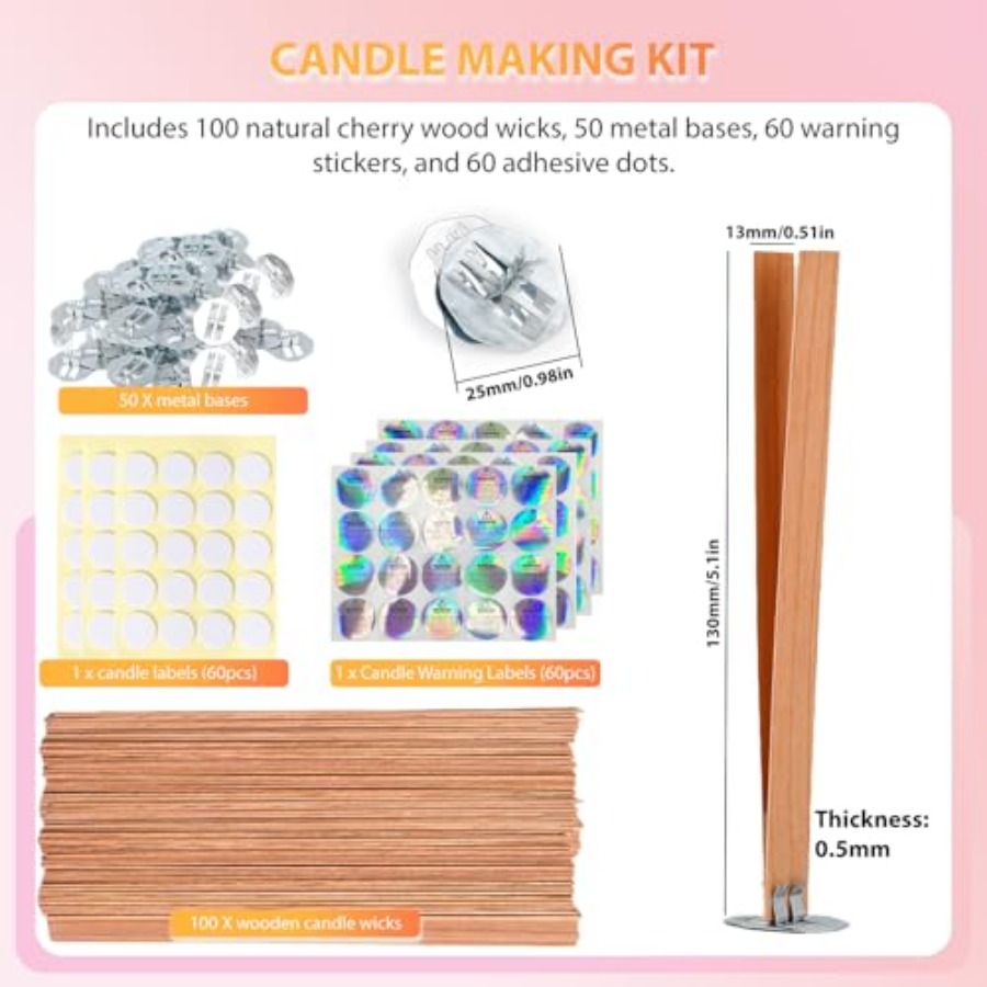 100 Pcs Cherry Wood Candle Wic - đánh giá và giá Candle Warning Label
