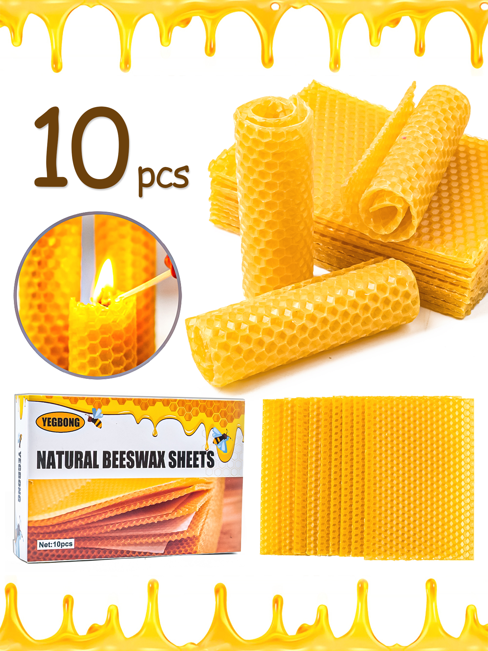 10Pcs Natural Honeycomb Bee Wa - đánh giá và giá Candle Making Video