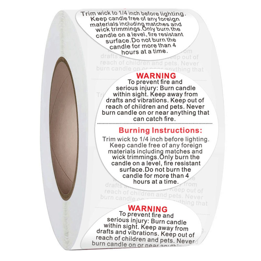 500pcs/roll 1.5inch Candle Jar - đánh giá và giá Candle Warning Label