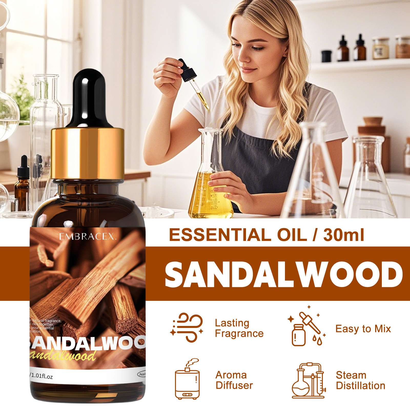 30ml Sandalwood Natural Plant  - đánh giá và giá Candle Making Oil Scents