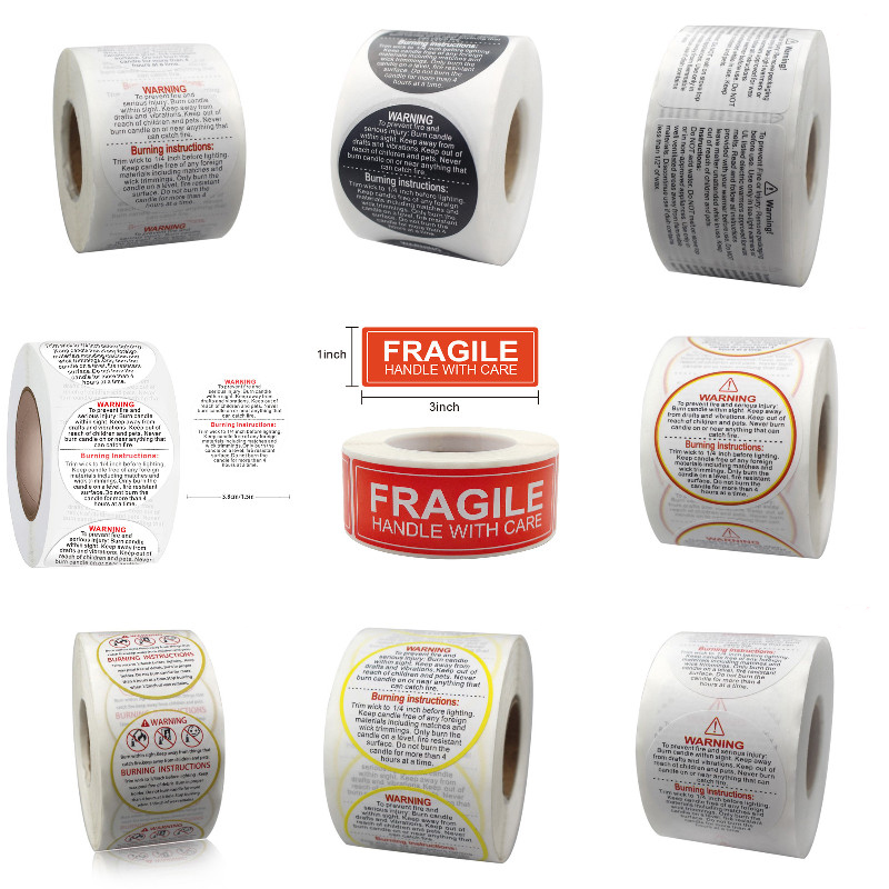 1Roll Fragile Stickers Candle  - đánh giá và giá Candle Warning Label